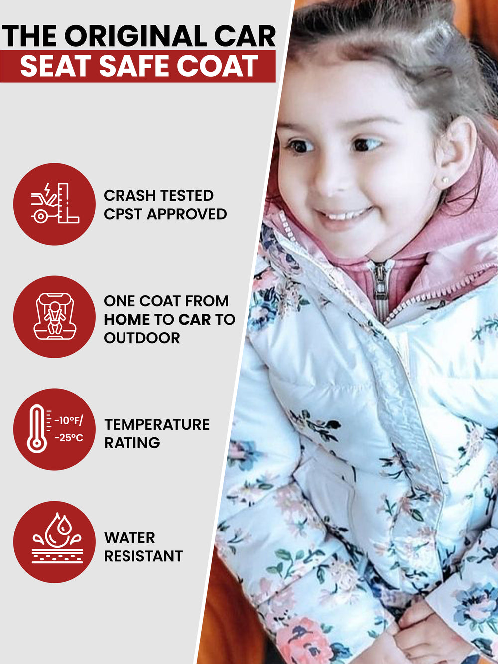 The Road Coat Vegan - Floral Print - Original Car Seat Safe Coat