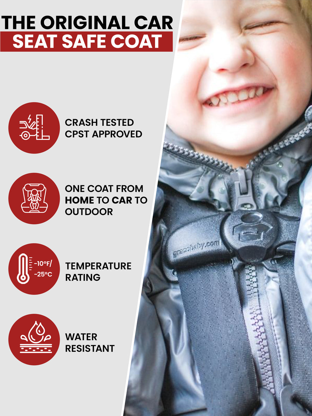 The Road Coat Vegan - Platinum - Original Car Seat Safe Coat