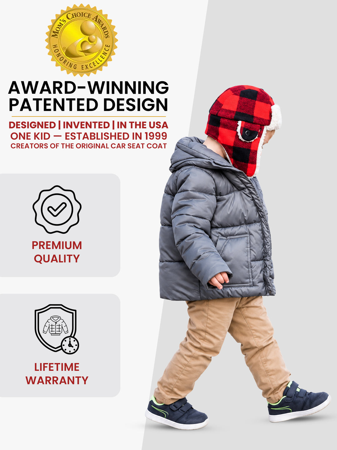The Road Coat Vegan - Platinum - Award-Winning Patented Kids Coat