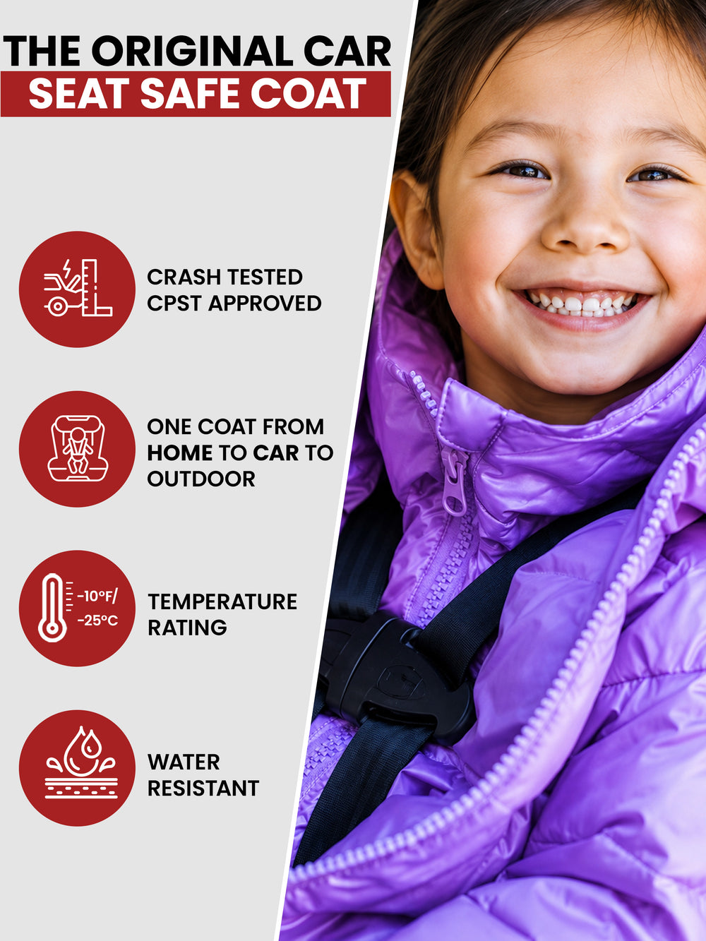 The Road Coat Vegan - Purple - Original Car Seat Safe Coat