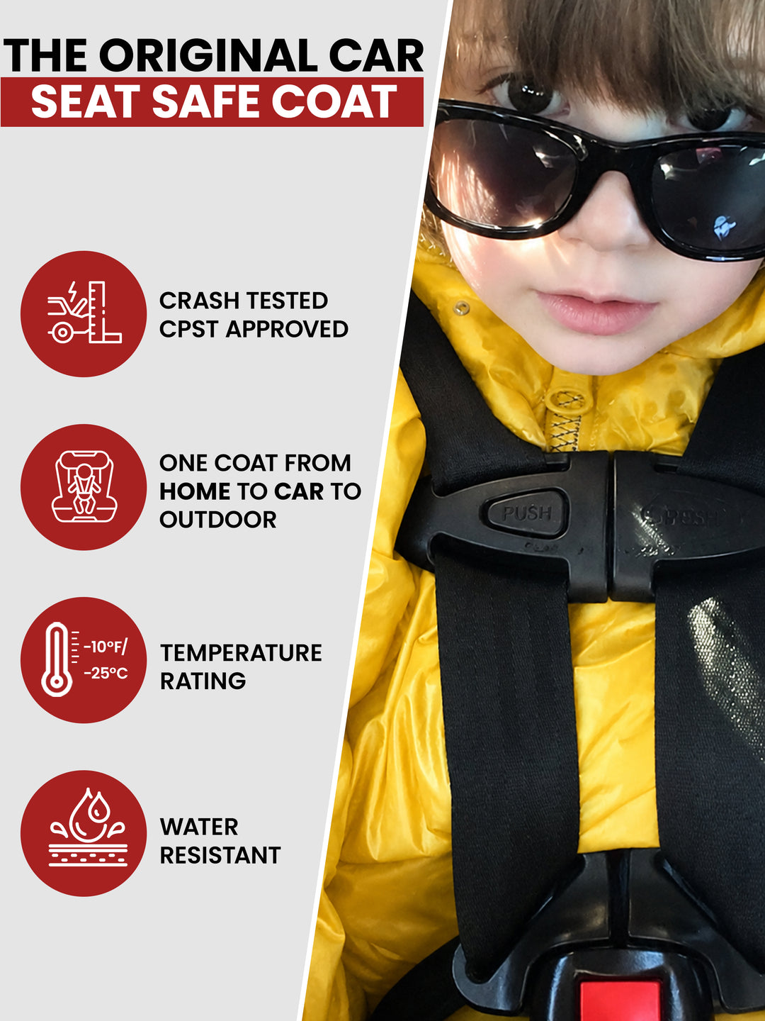 The Road Coat Vegan - Yellow- Original Car Seat Safe Coat