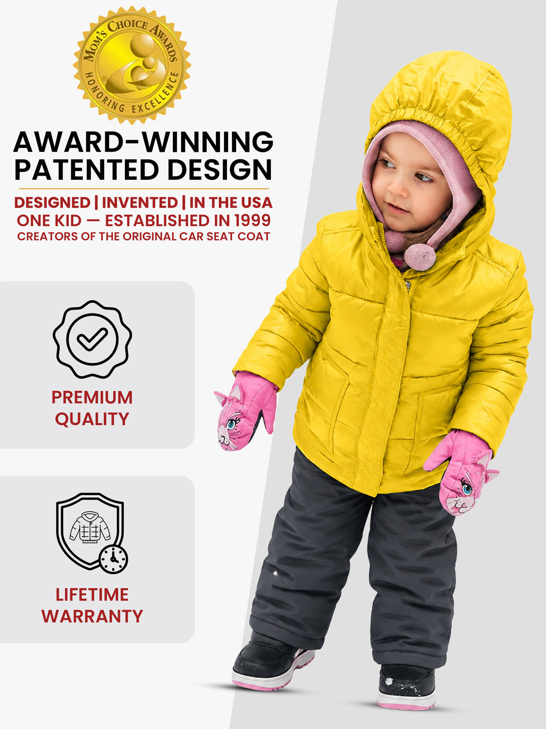 The Road Coat Vegan - Yellow- Award-Winning Patented Kids Coat
